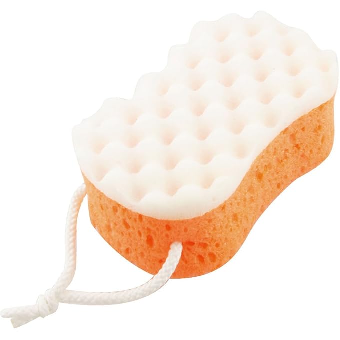 Ruilogod Soft Sponge Bath Shower Pouf Loop Scrubber Orange White (id: ca7 37f 064 4f8 b01 - Image 1